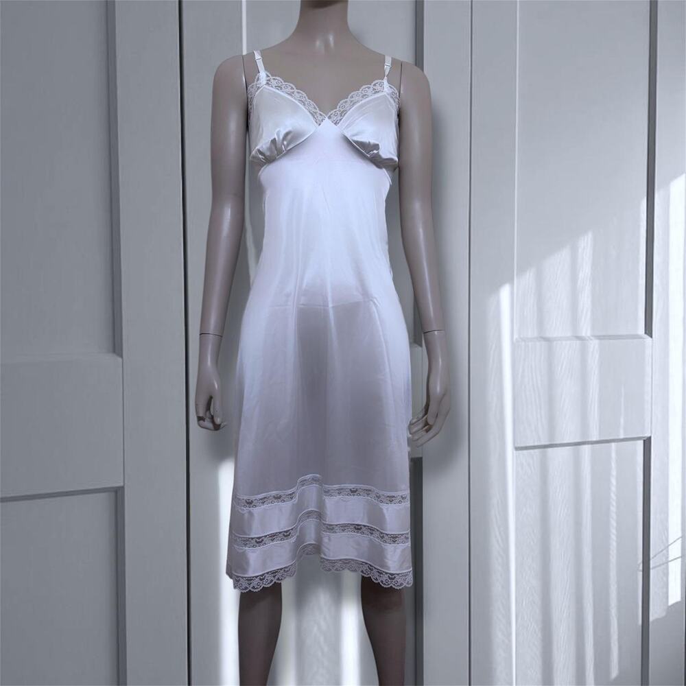 90s white silk lace slip dress